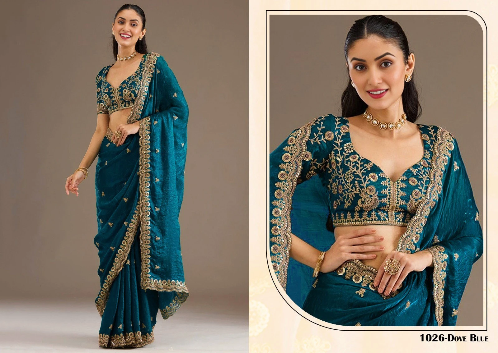Zeel Shahi Rang Tissue with Sequecne Worked Saree Collection