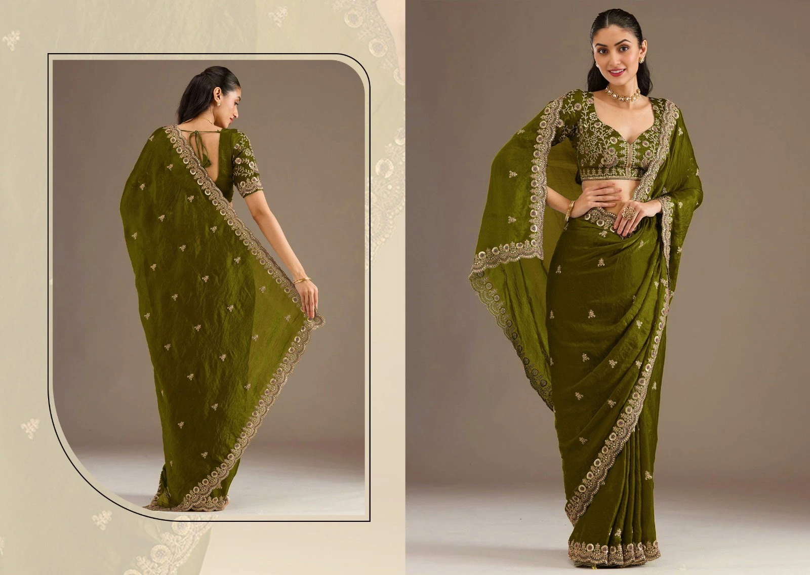 Zeel Shahi Rang Tissue with Sequecne Worked Saree Collection