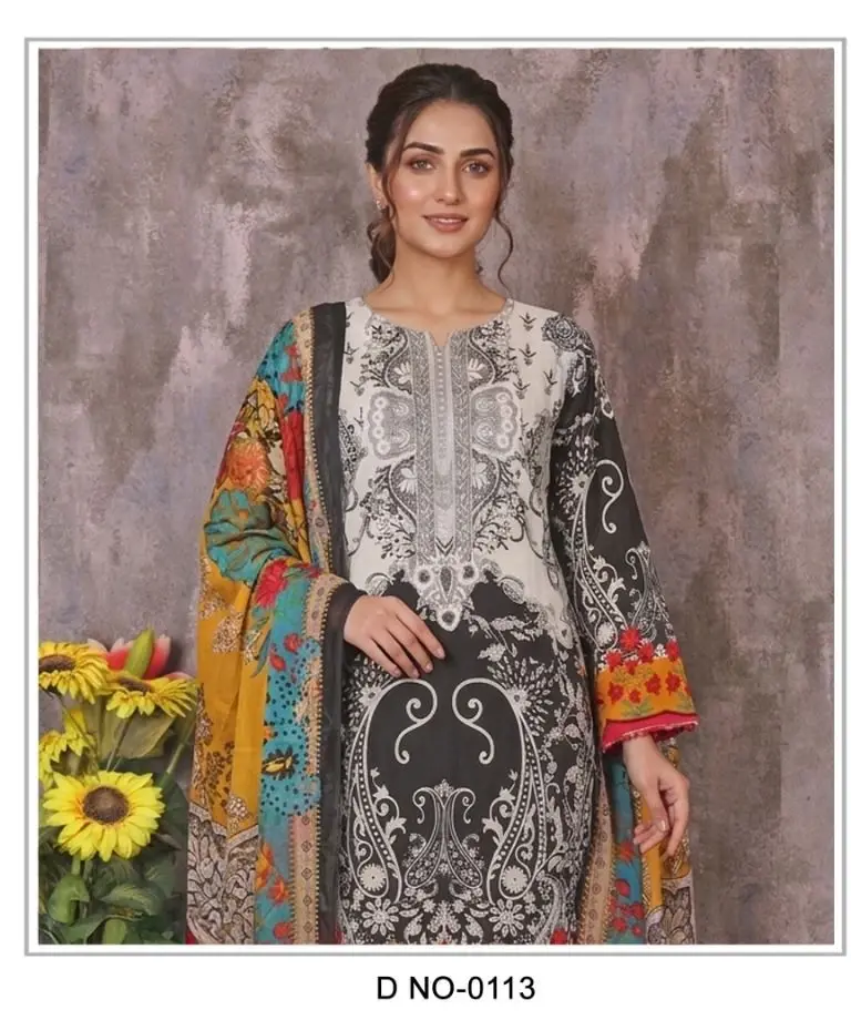 Zeenab Chottani Maria B Hits Pure Cotton Printed Embroidery Patch Suit With Dupatta