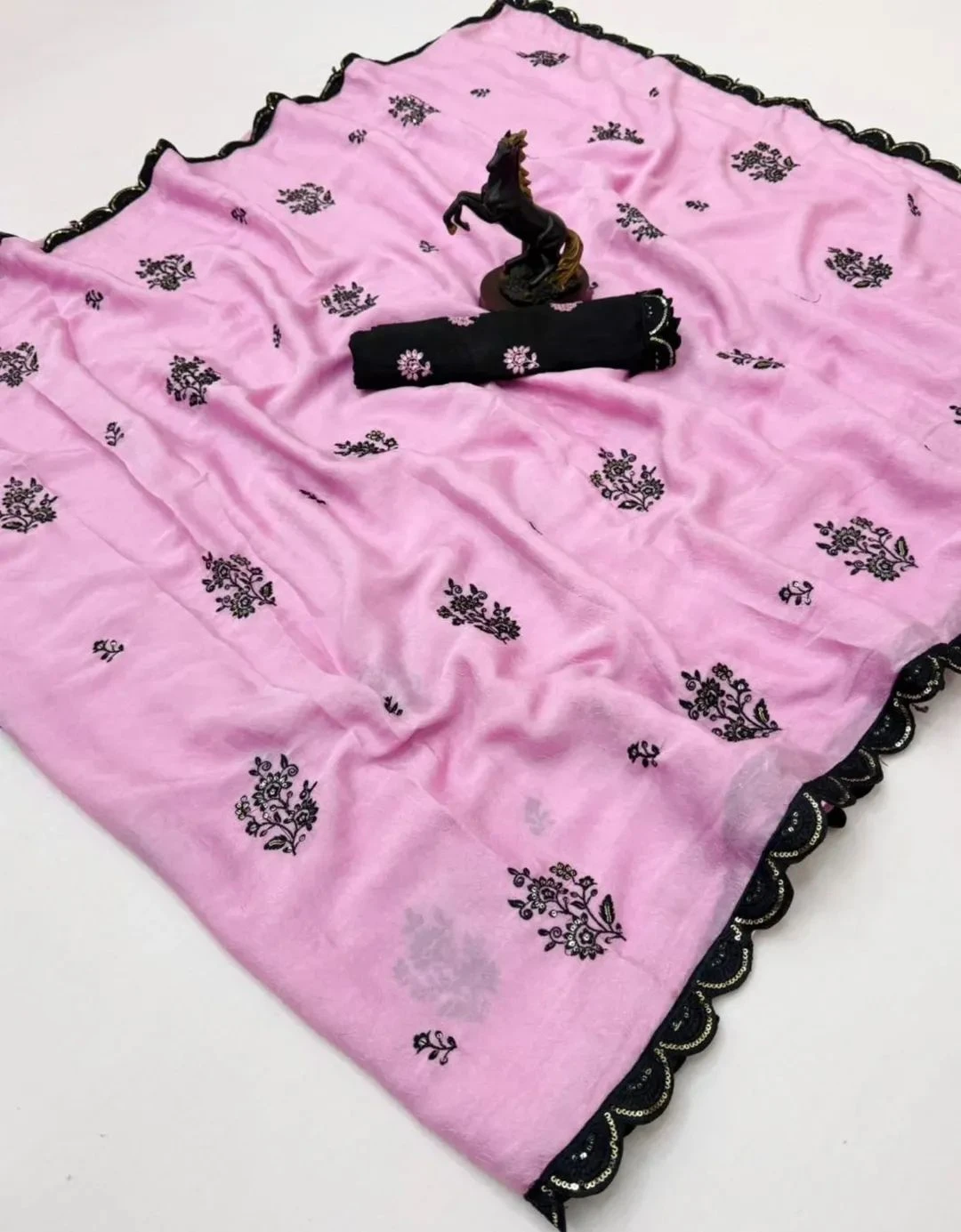 Zerakis Saree Ah Star Georgette Embroidered Saree Collection