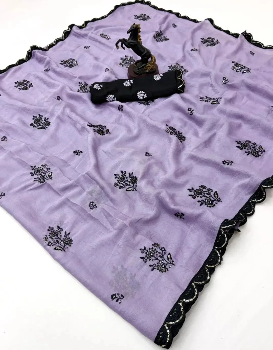 Zerakis Saree Ah Star Georgette Embroidered Saree Collection