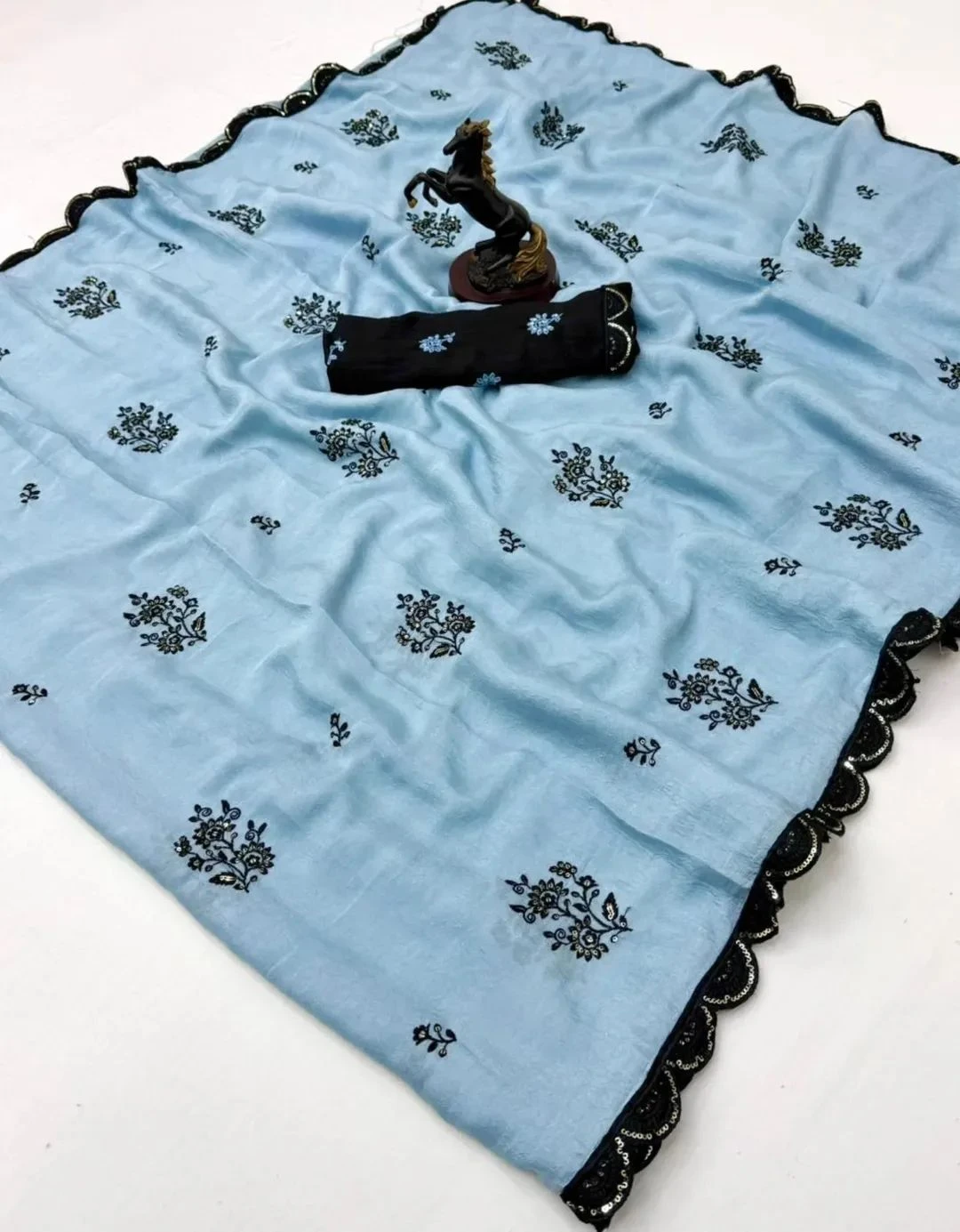 Zerakis Saree Ah Star Georgette Embroidered Saree Collection