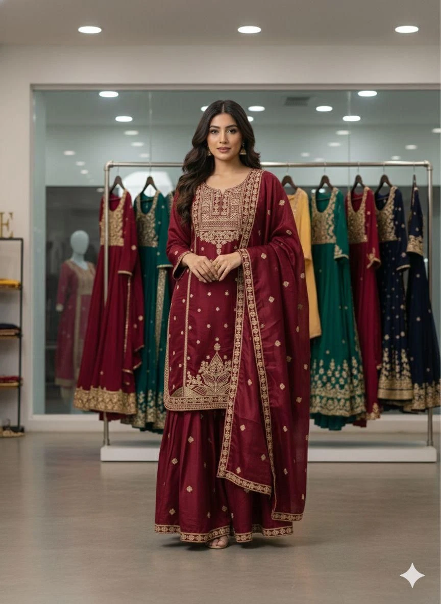 Apple Cut Top Sarara Dupatta Set Code 2056