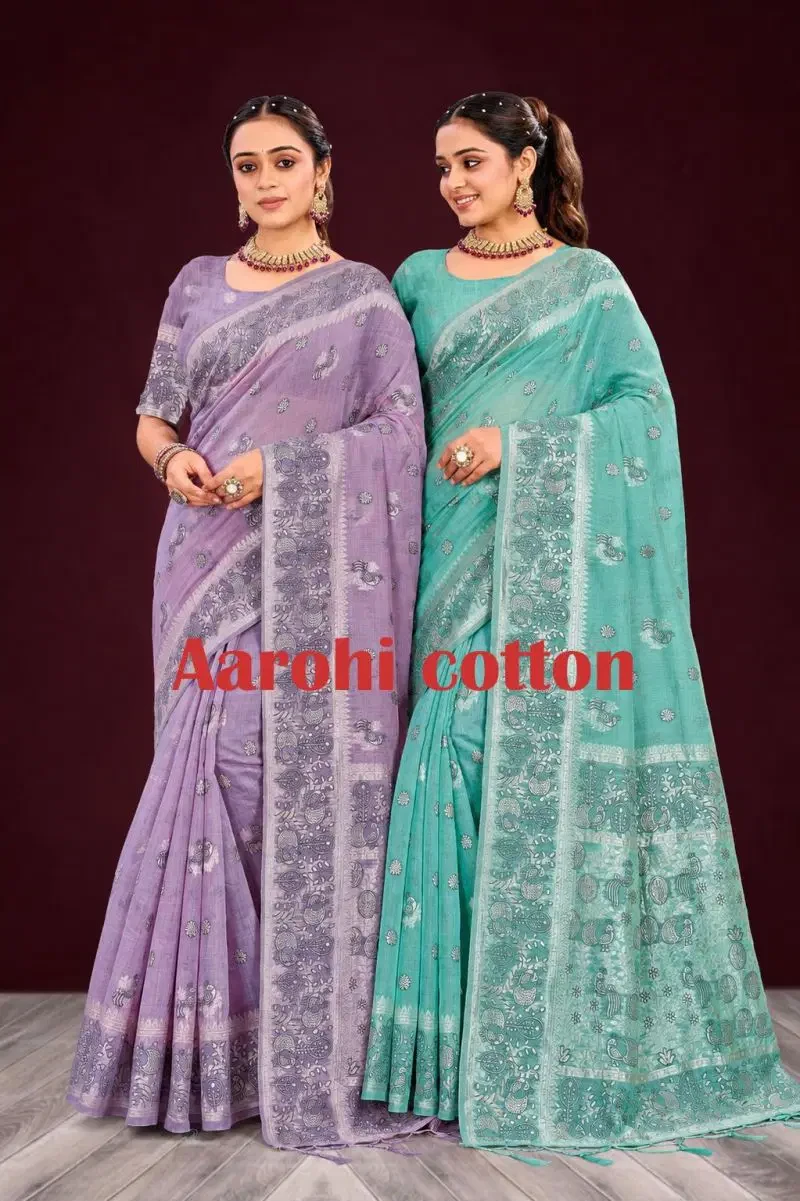 Bunawat Aarohi Cotton Sangam Prints Saree Collection