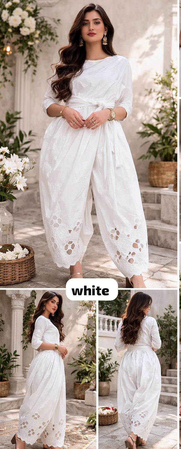 Chikan Applique Work Pure Cambric Cotton Salwar