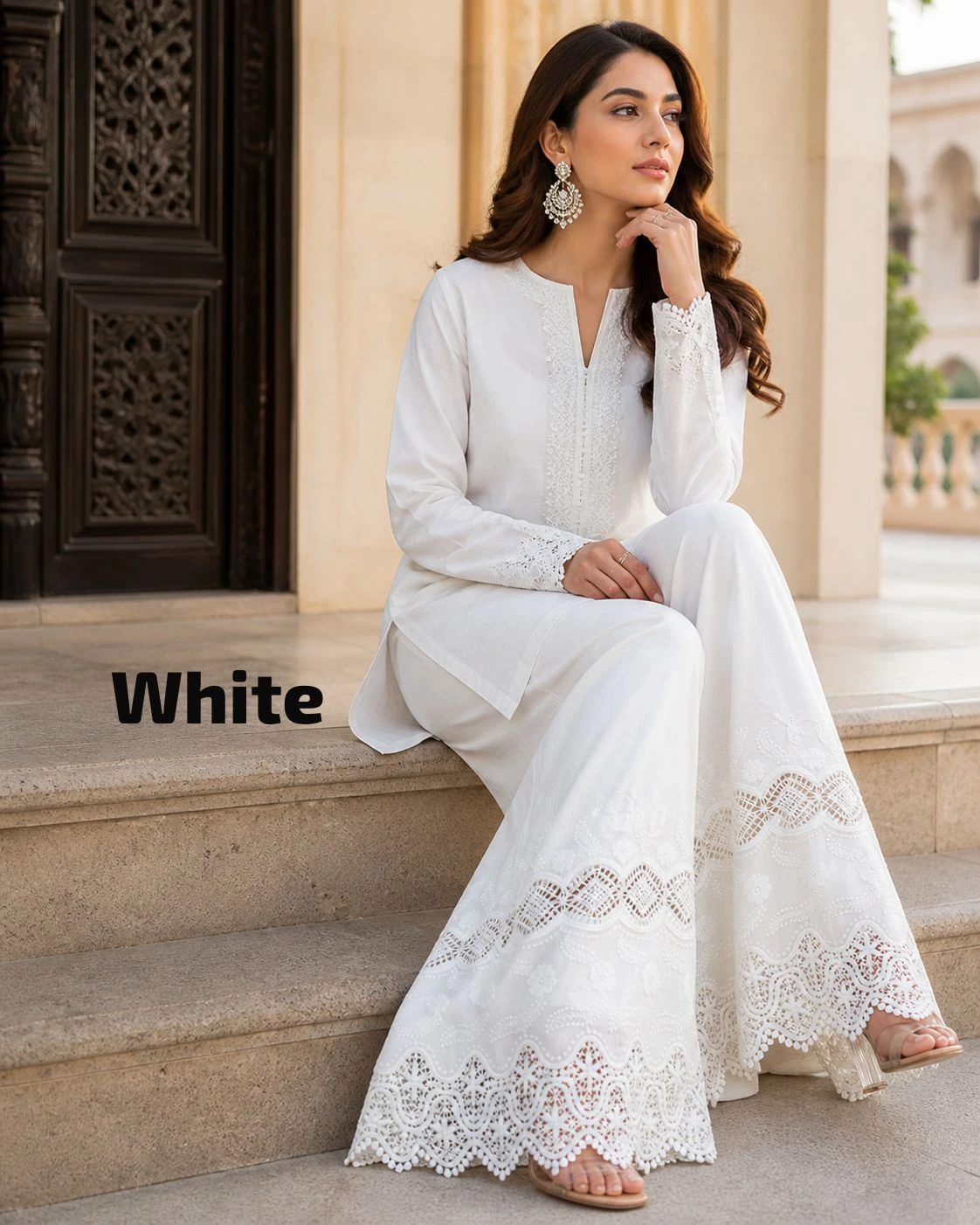 Chikan Pure Cotton Karachi Work Mastani Sharara