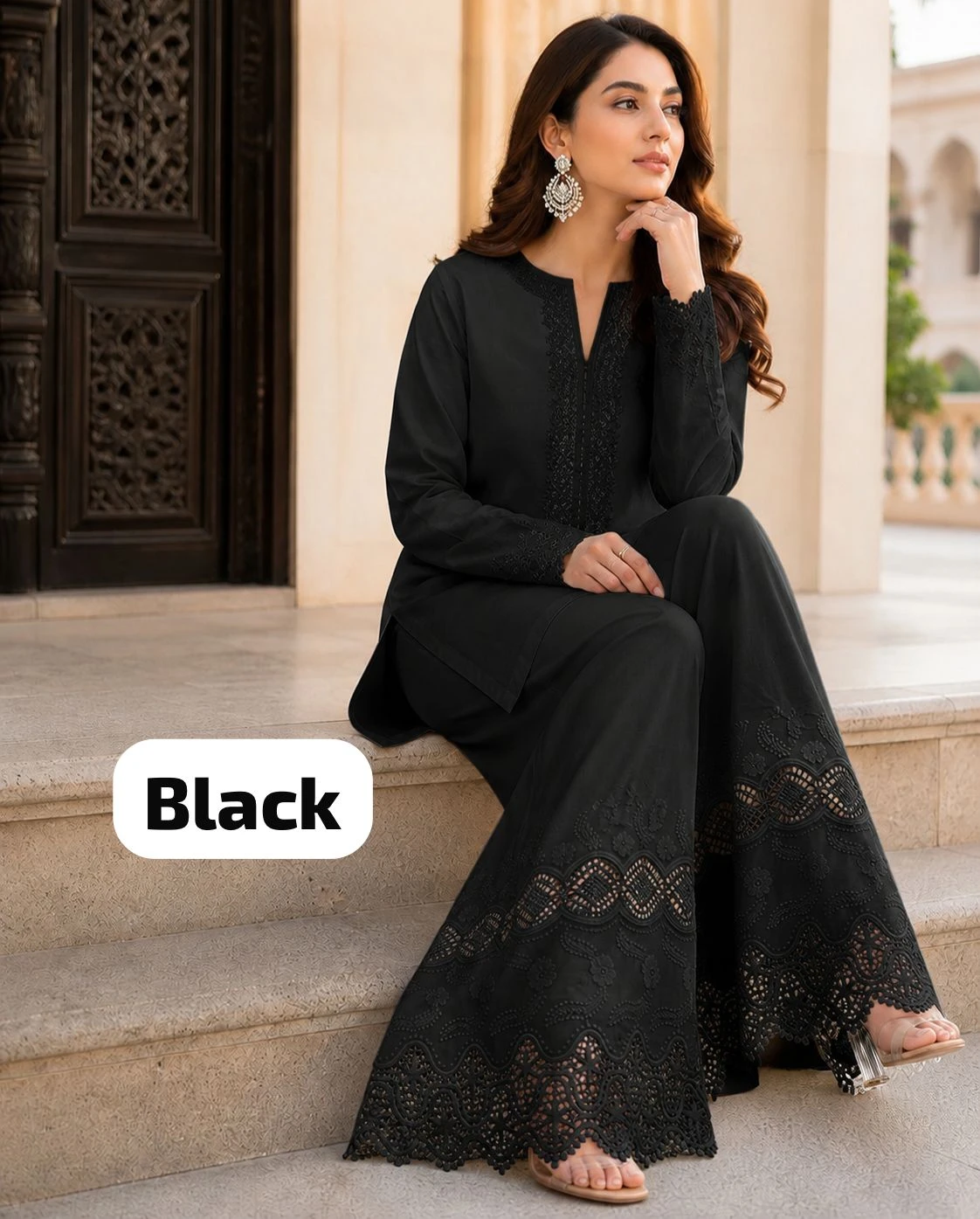 Chikan Pure Cotton Karachi Work Mastani Sharara