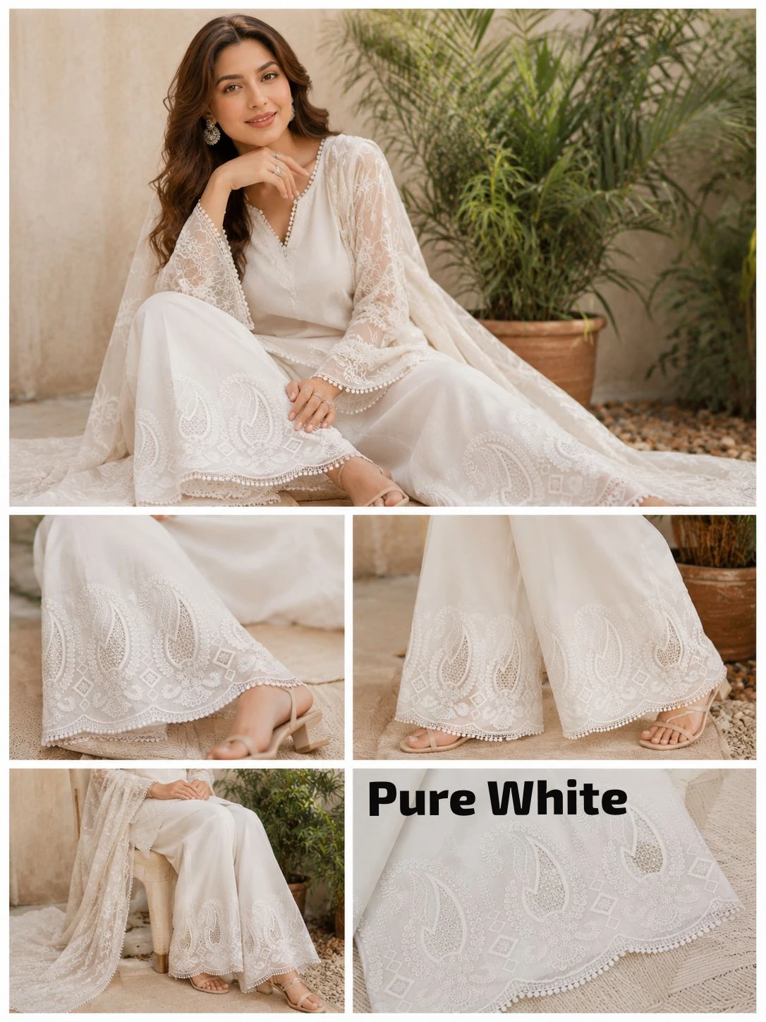 Chikan Pure Cotton Karachi Work Mastani Sharara