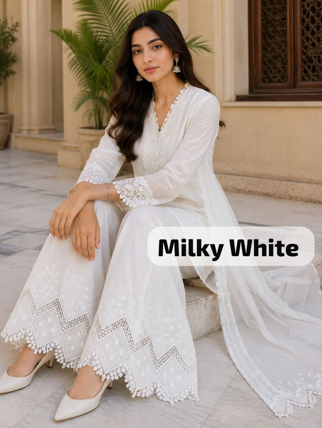 Chikan Pure Cotton Karachi Work Mastani Sharara