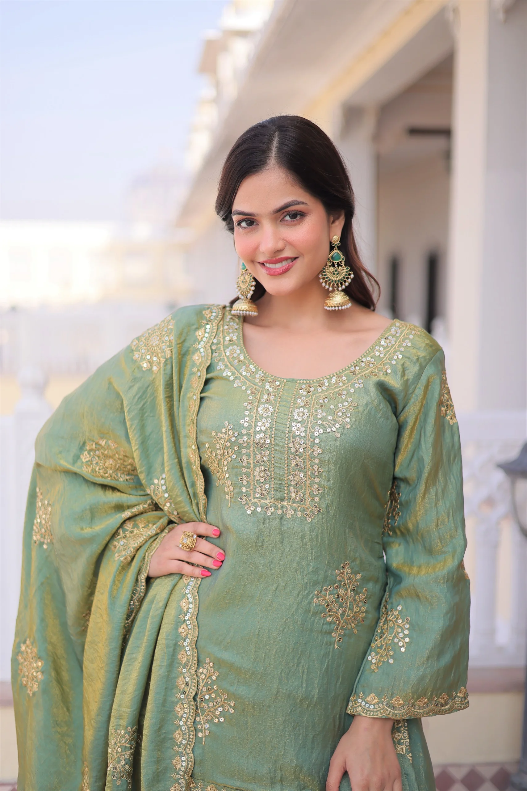 Designer Code 1229 Top-Sharara-Dupatta Set