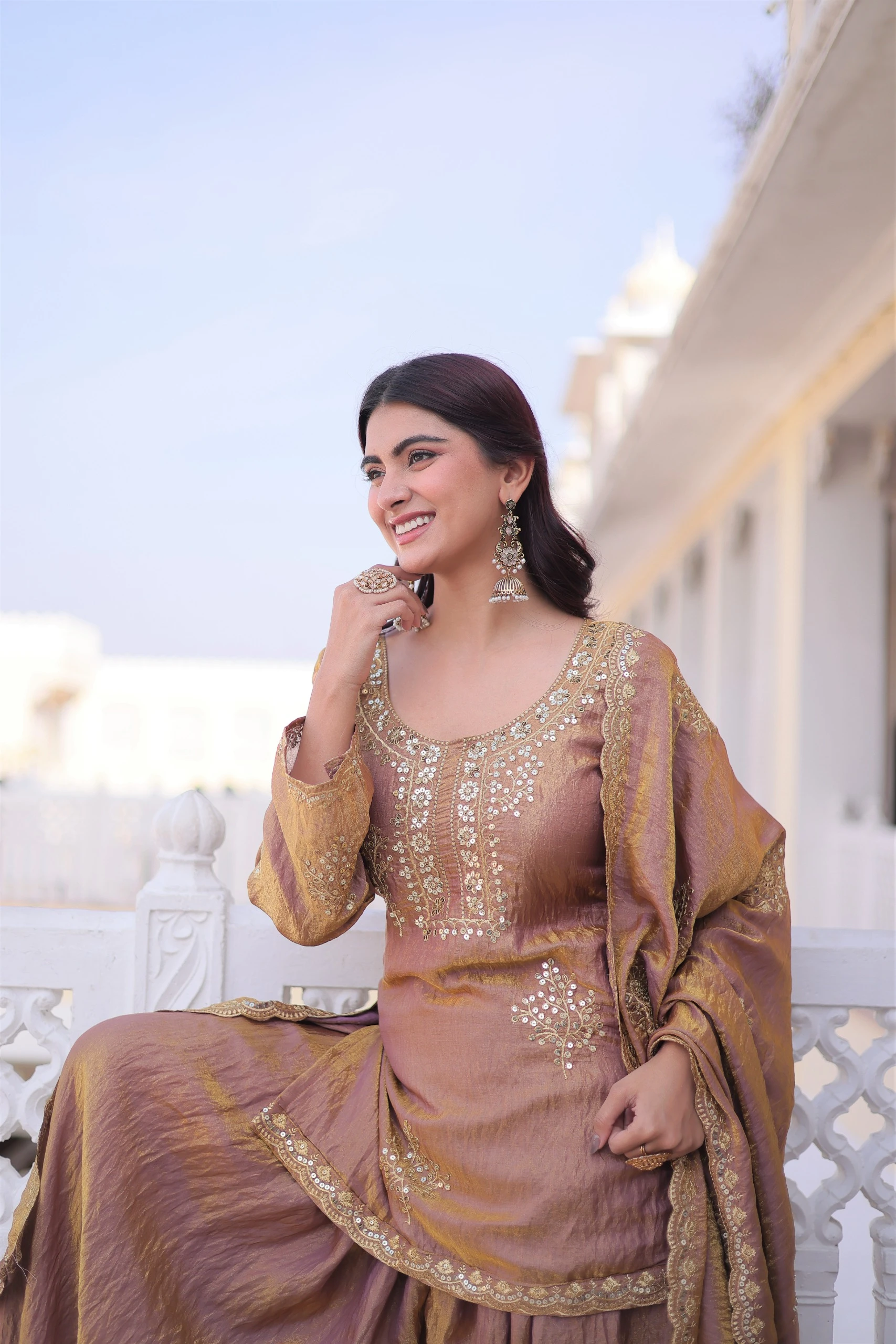 Designer Code 1229 Top-Sharara-Dupatta Set