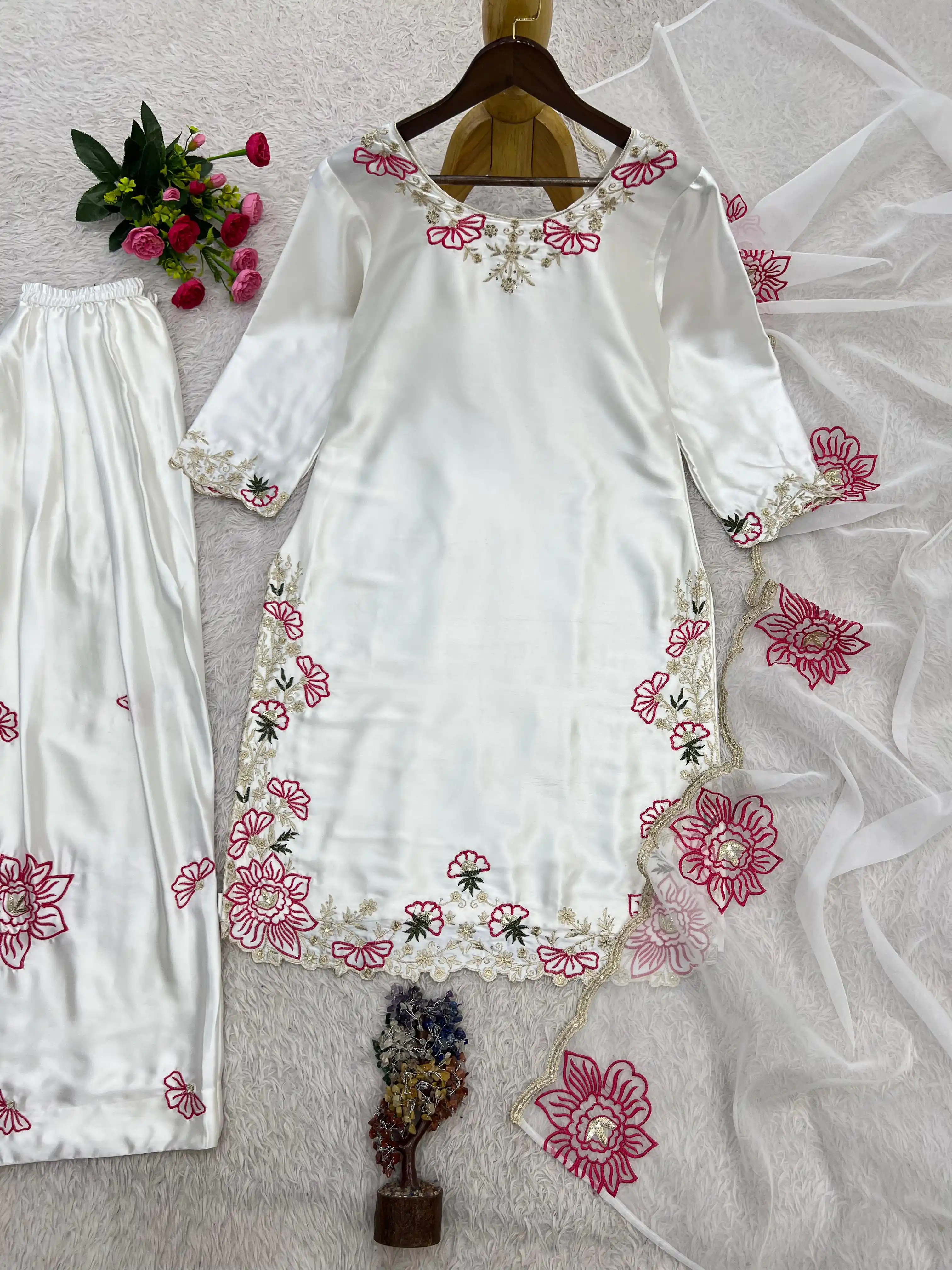 Designer Devsena Silk Farshi Shalwar Suit Set