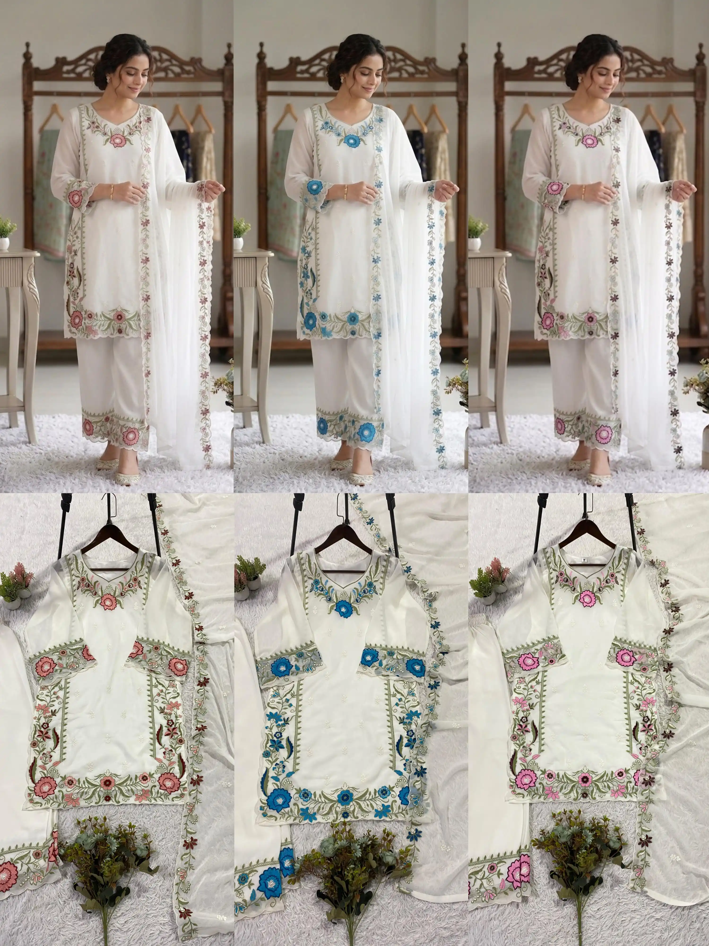 Designer Embroidered Top Palazzo With Dupatta Collection