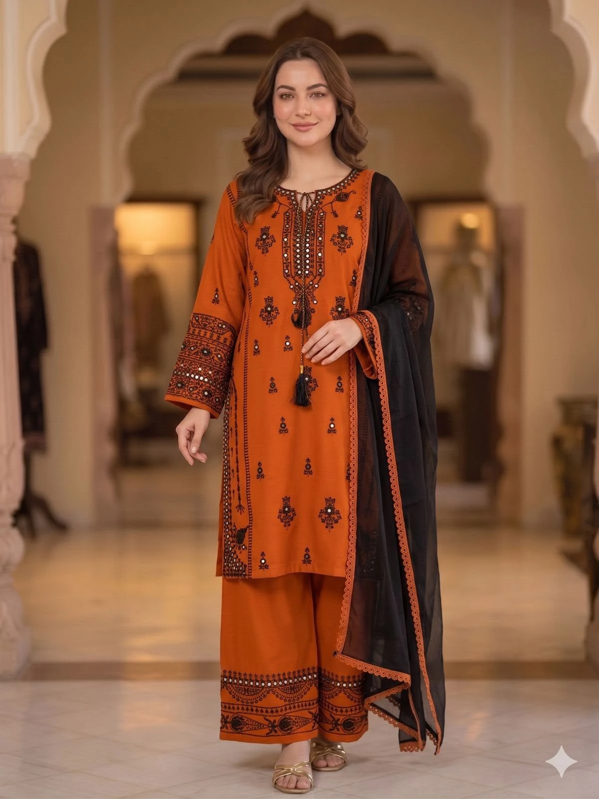 Designer Embroidery Work Mirror Effect Suit Collection