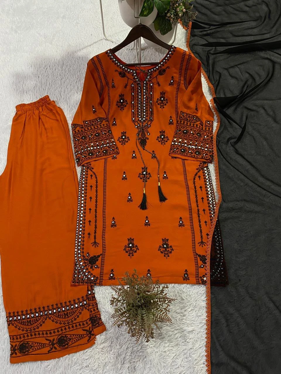 Designer Embroidery Work Mirror Effect Suit Collection
