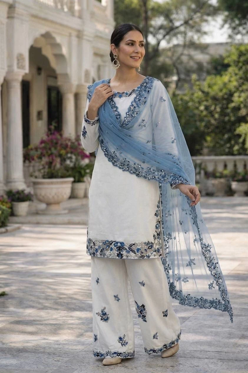 Designer Heavy Embroidery Palazzo Suit Set