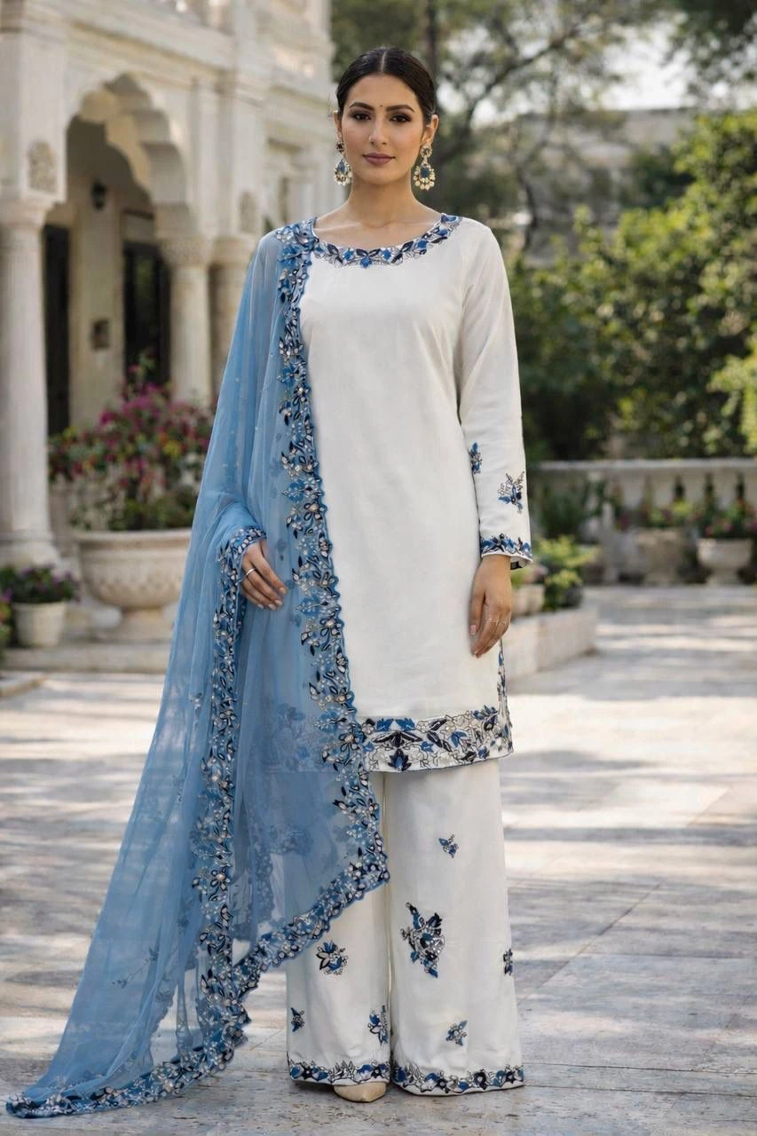 Designer Heavy Embroidery Palazzo Suit Set