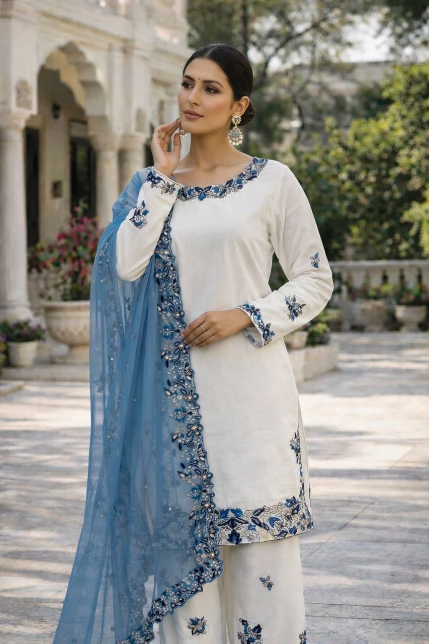 Designer Heavy Embroidery Palazzo Suit Set