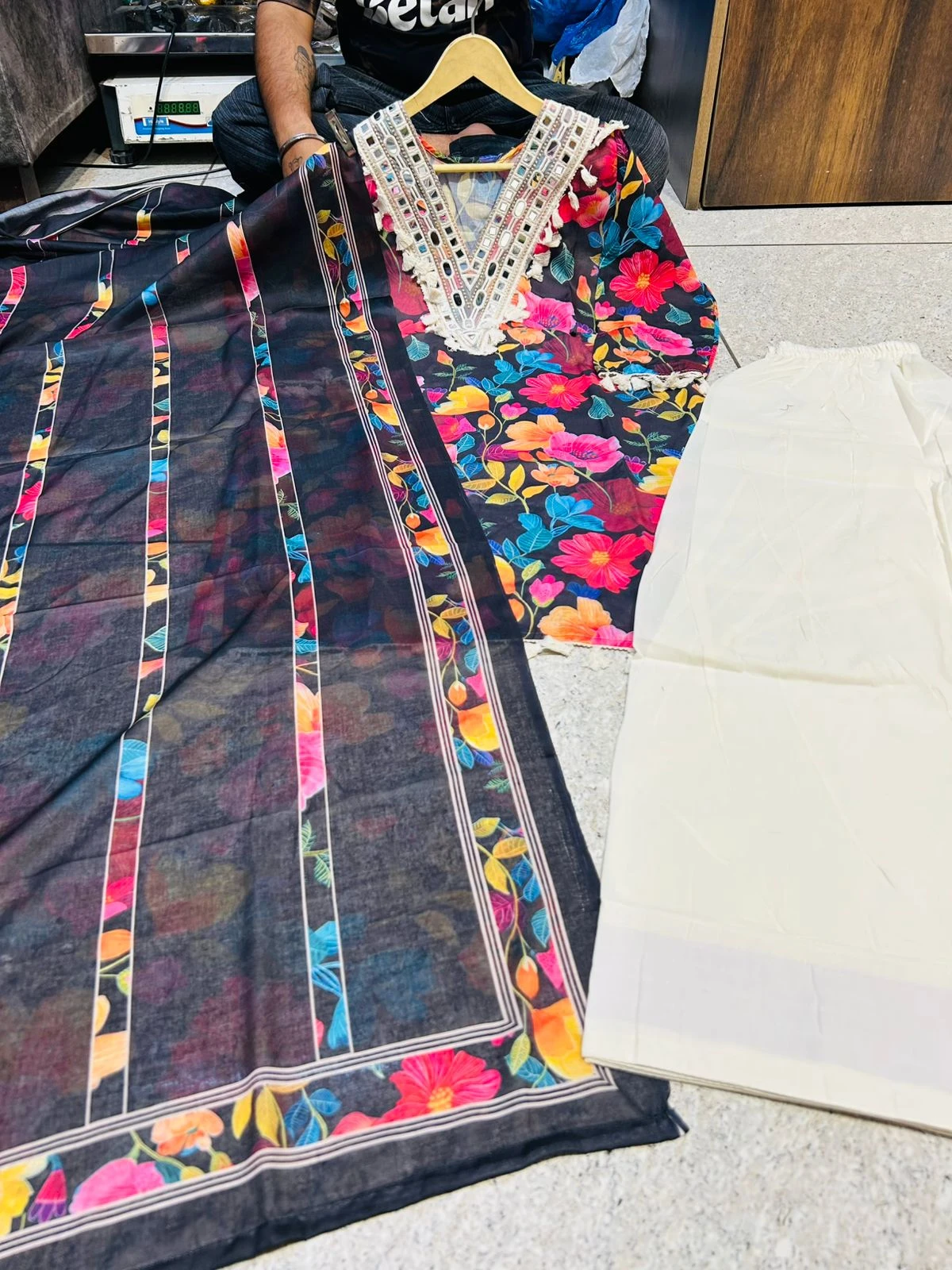 Designer Mirror Work Farsi Salwar Suit