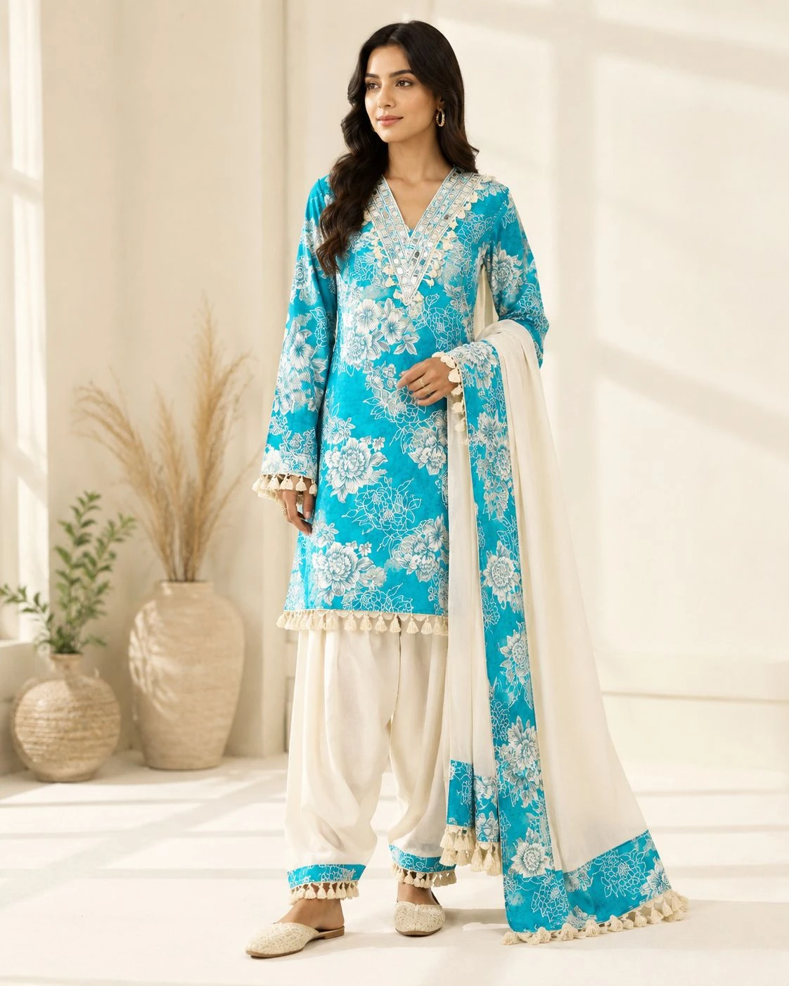 Designer Mirror Work Farsi Salwar Suit