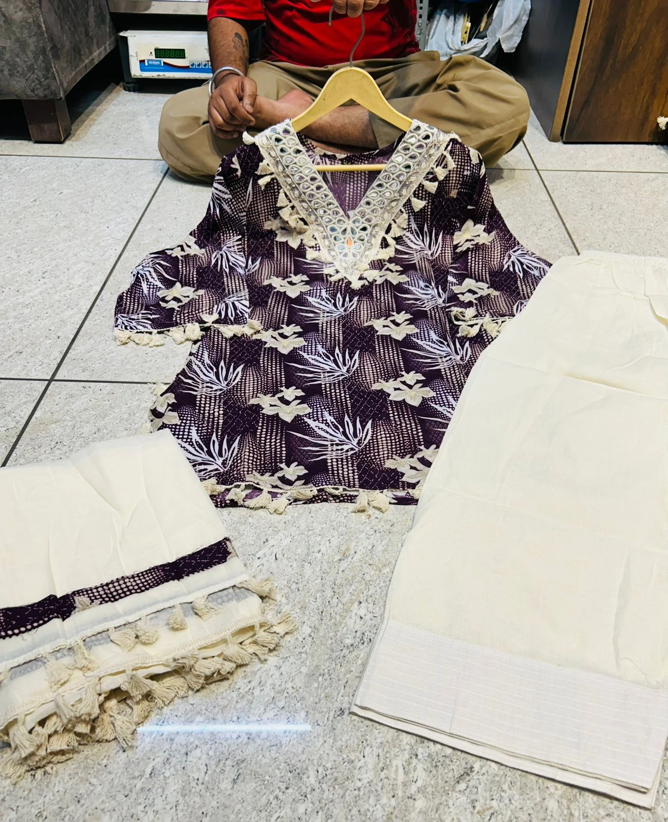 Designer Mirror Work Farsi Salwar Suit