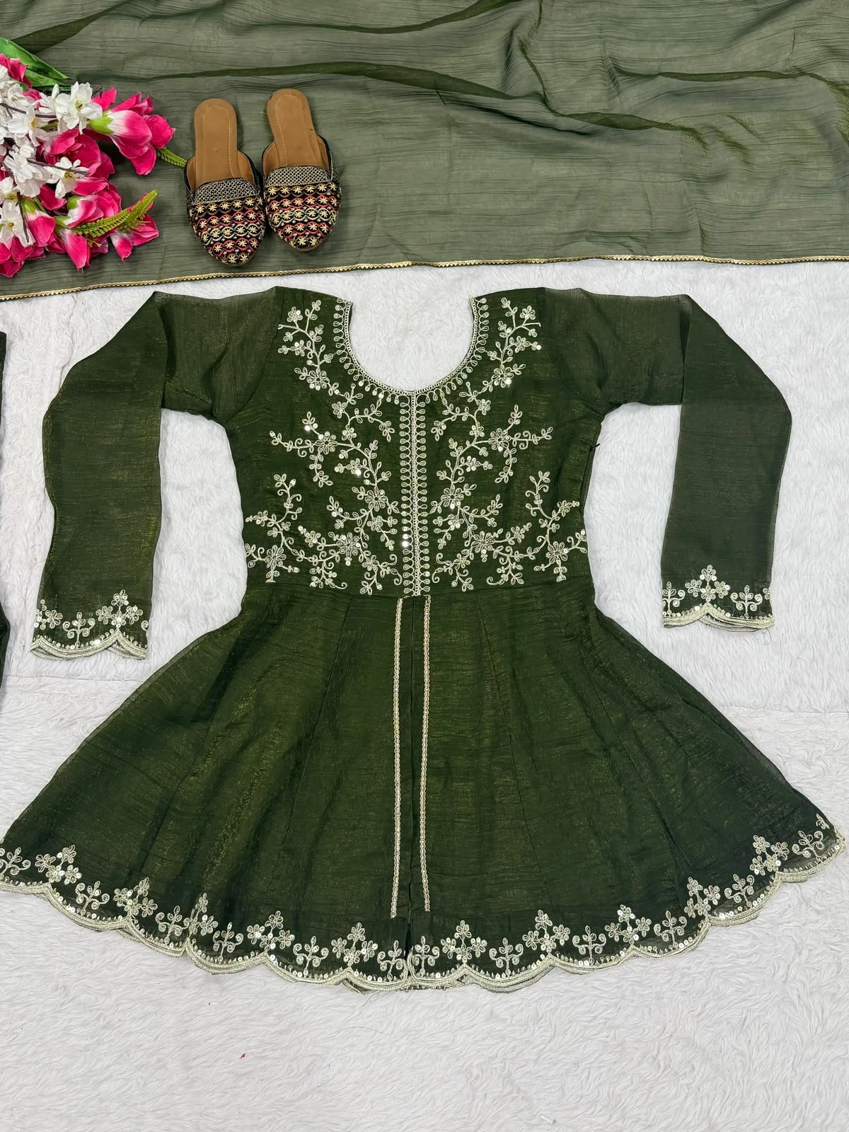 Designer Party Wear Crunchy Silk Palazzo Set