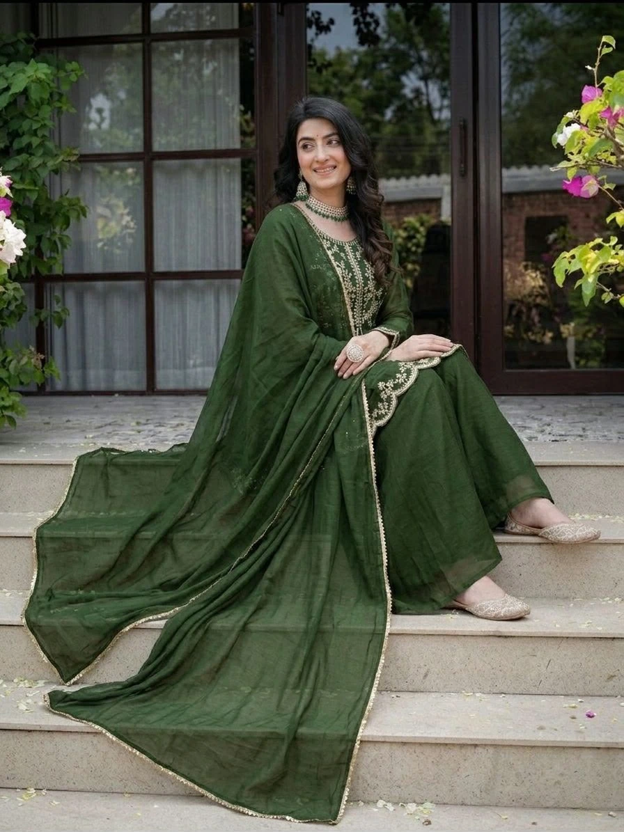 Designer Party Wear Crunchy Silk Palazzo Set