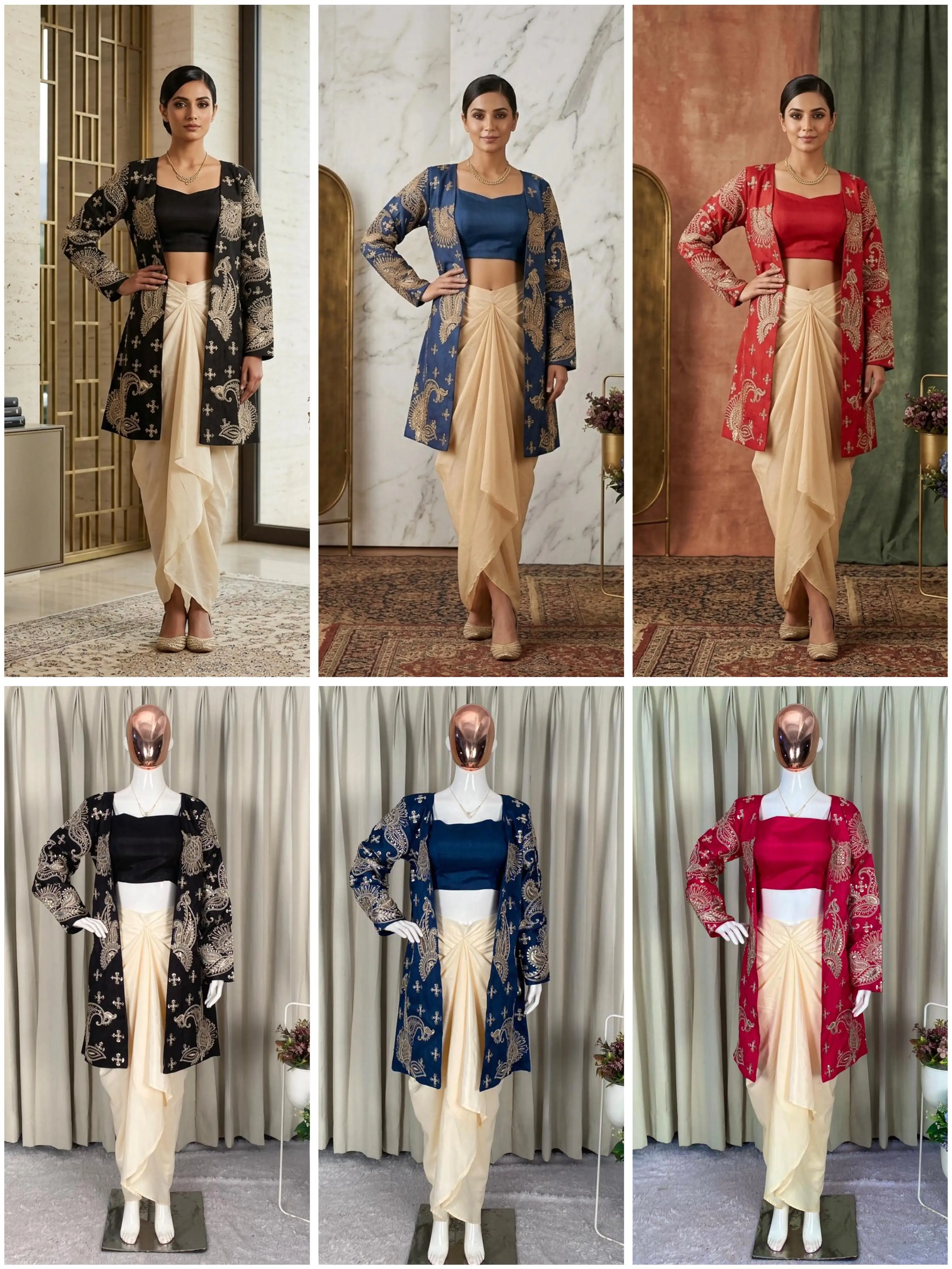 Designer Party Wear Koti Blouse Skirt Set