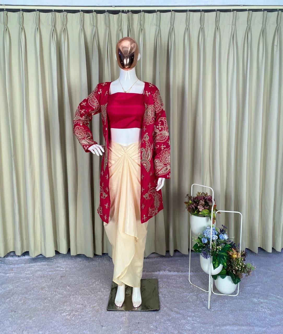 Designer Party Wear Koti Blouse Skirt Set
