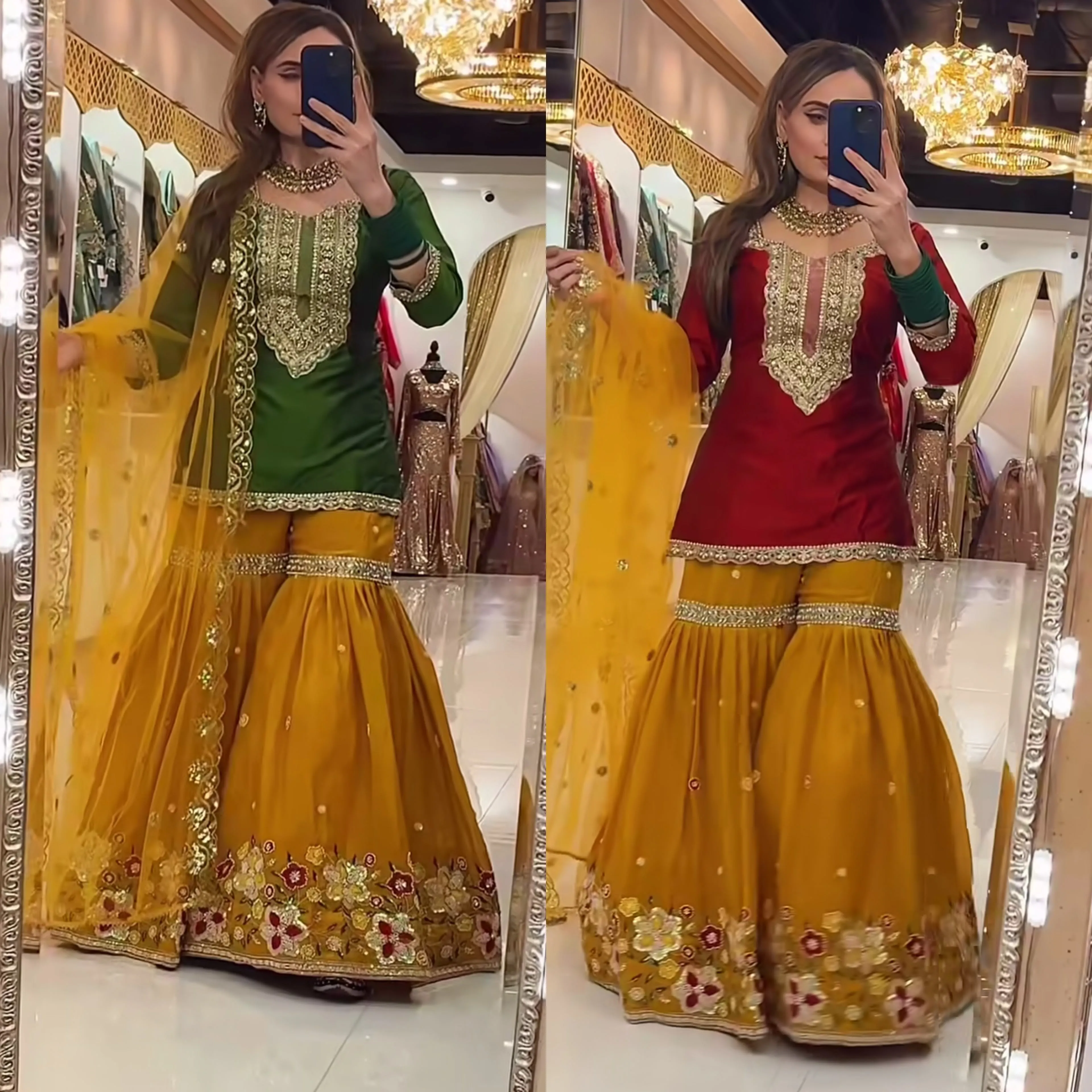 Designer Party Wear Top Sharara Palazzo & Dupatta Set