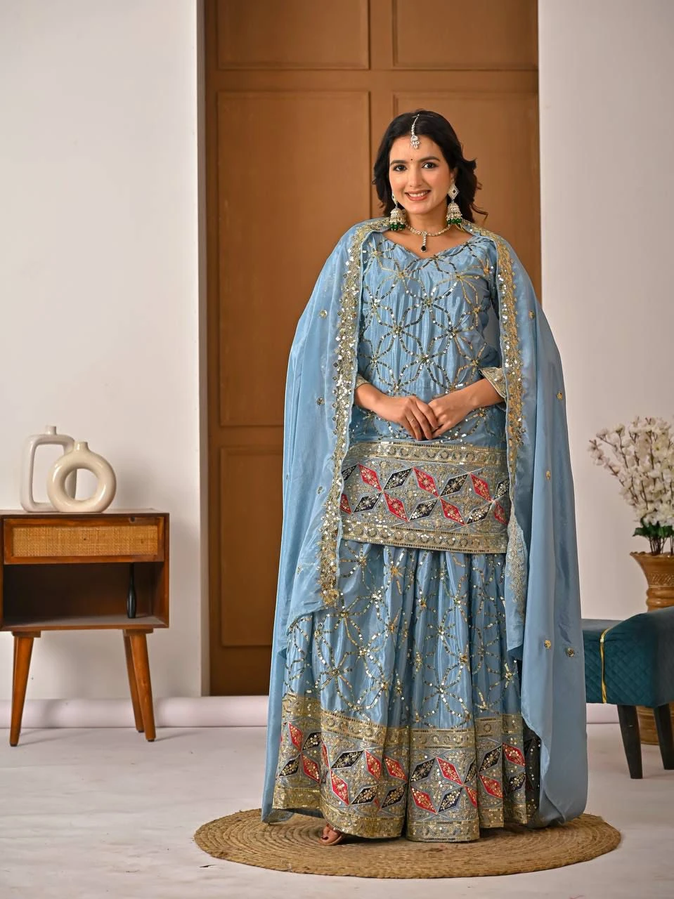 Designer Party Wear Top Sharara Palazzo With Dupatta Collection