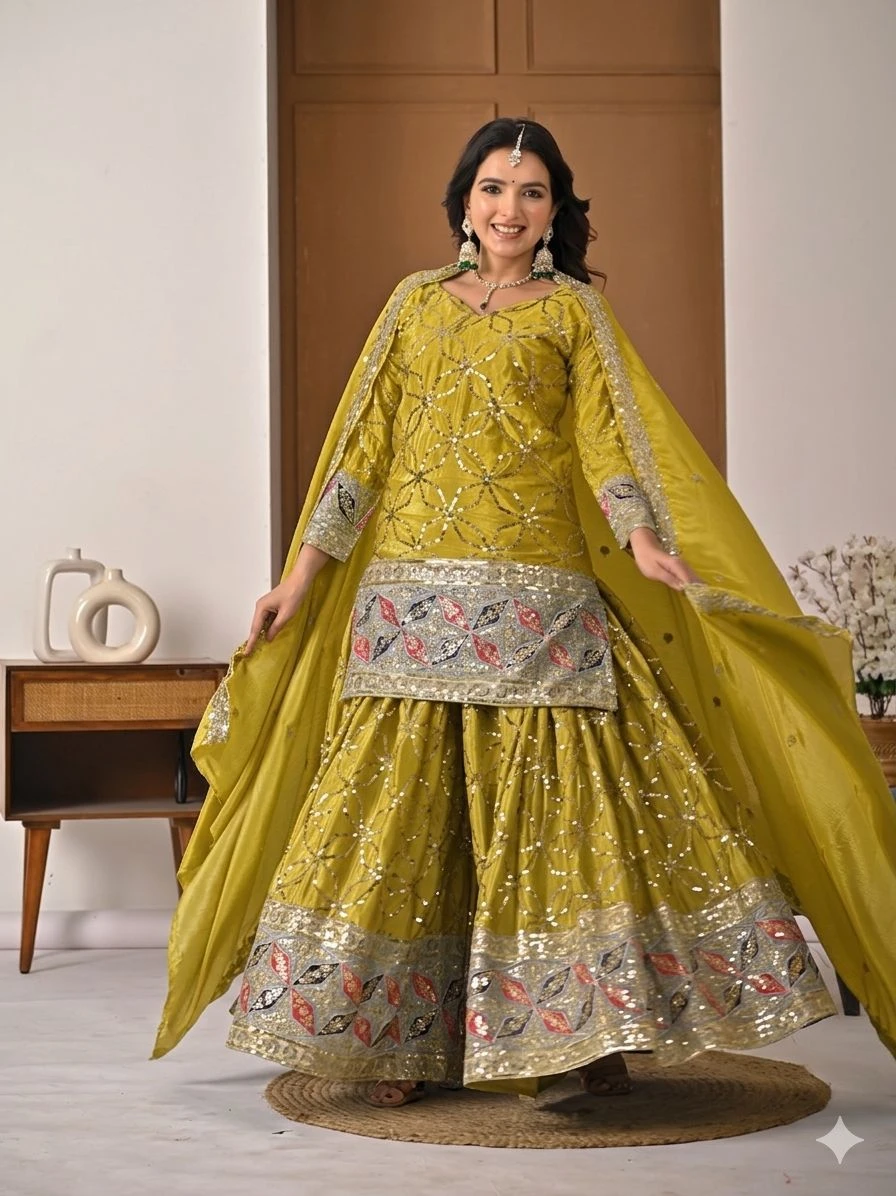 Designer Party Wear Top Sharara Palazzo With Dupatta Collection