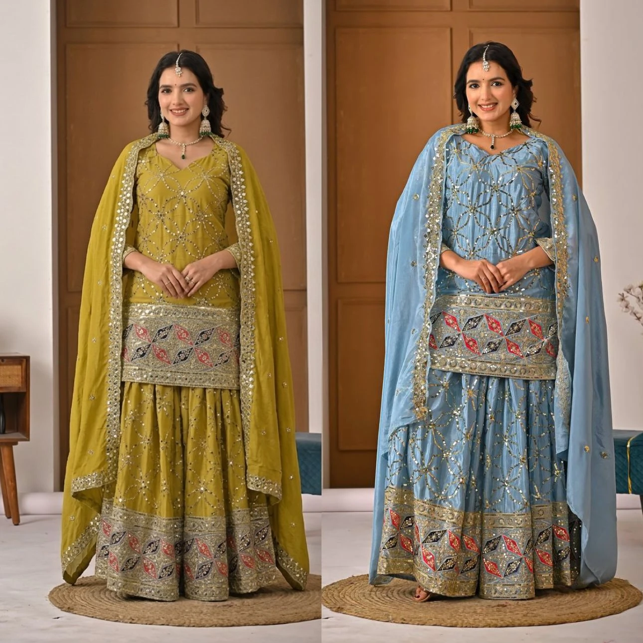 Designer Party Wear Top Sharara Palazzo With Dupatta Collection