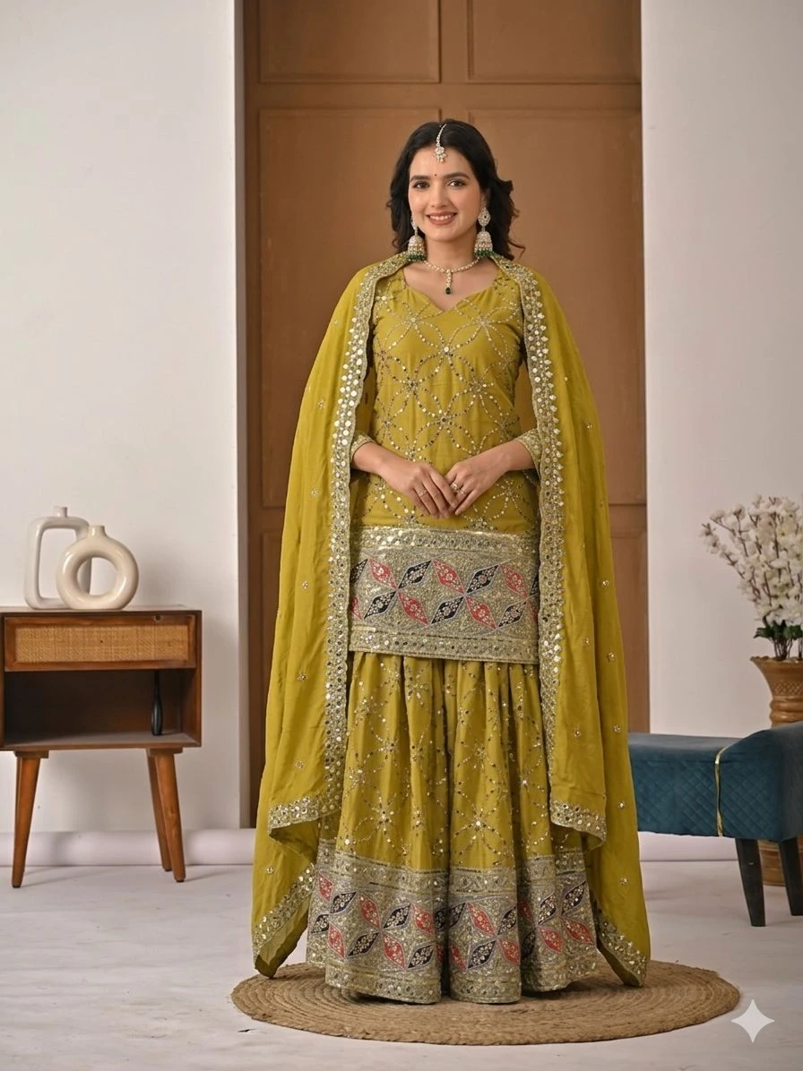 Designer Party Wear Top Sharara Palazzo With Dupatta Collection
