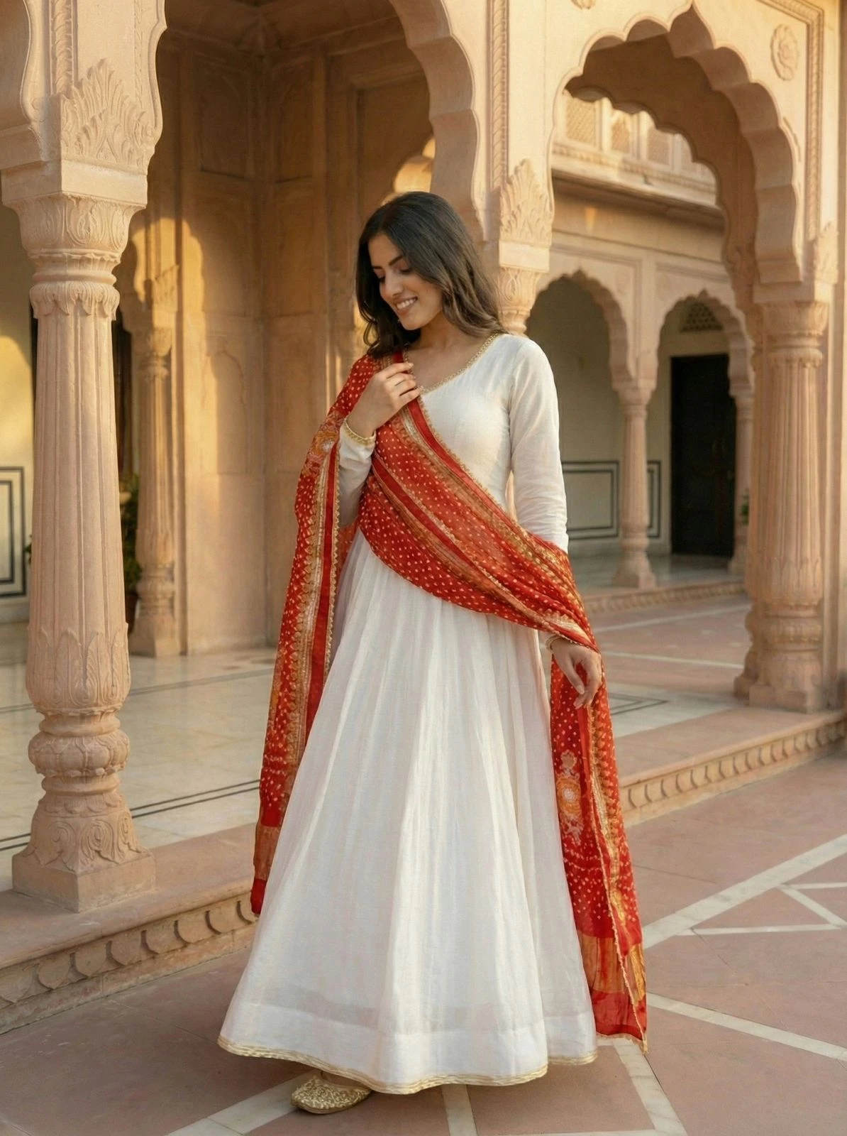 Designer Roman Silk Gown Pant With Dupatta Collection
