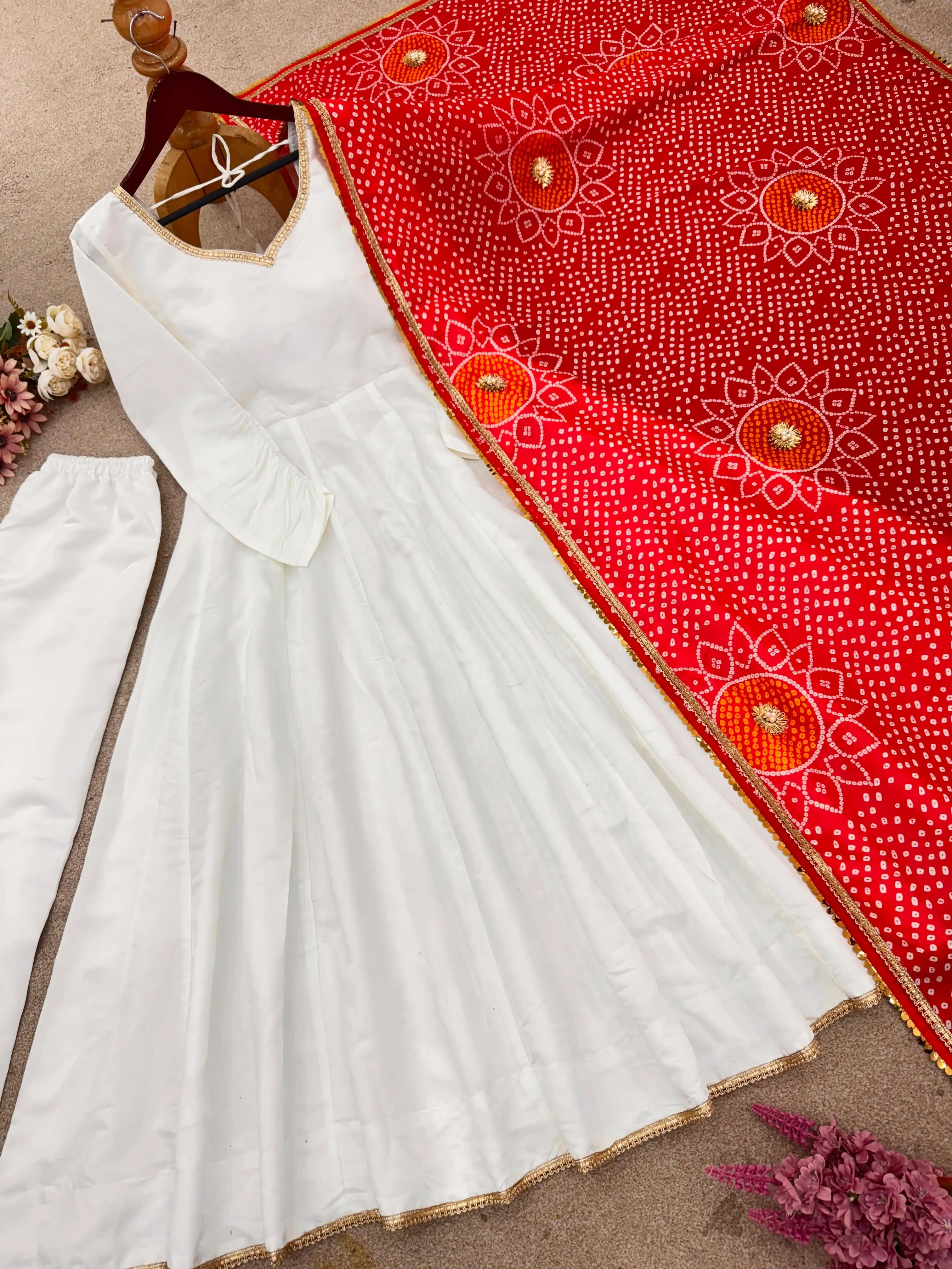 Designer Roman Silk Gown Pant With Dupatta Collection