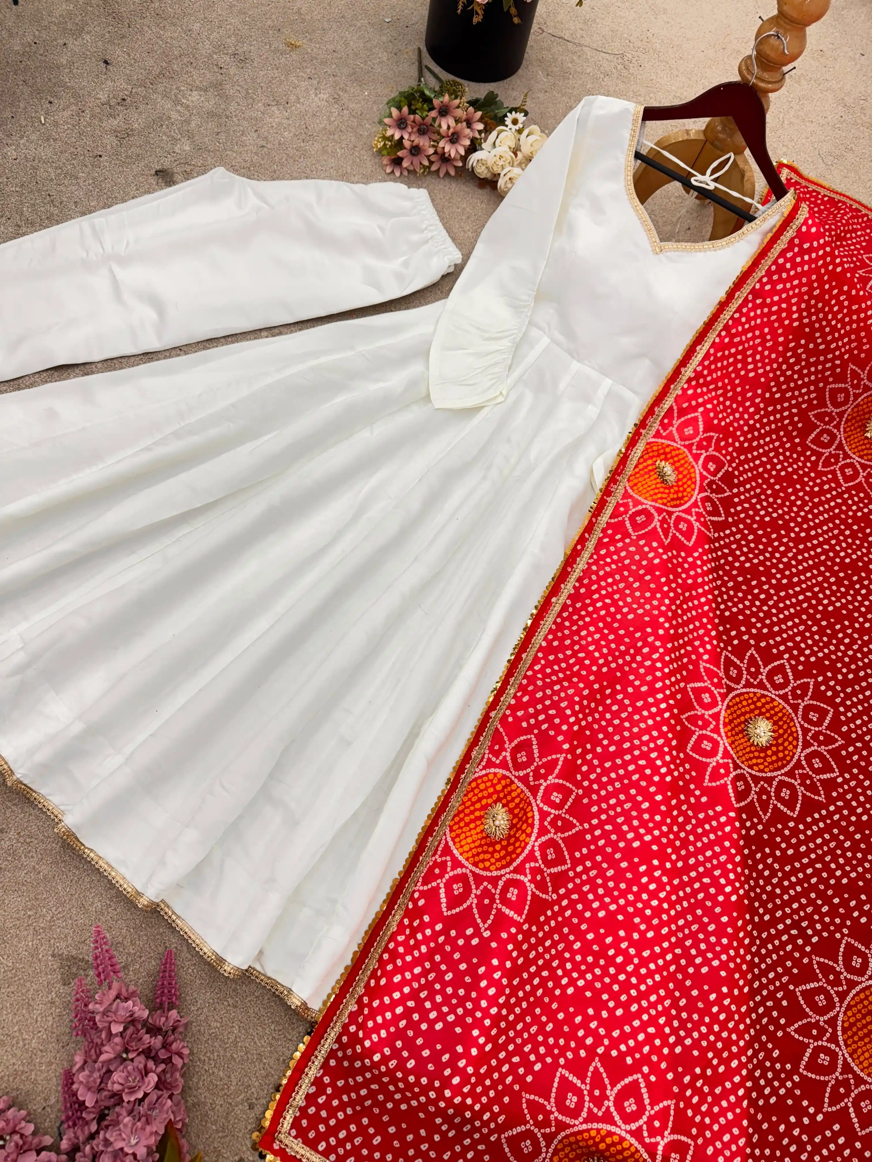Designer Roman Silk Gown Pant With Dupatta Collection