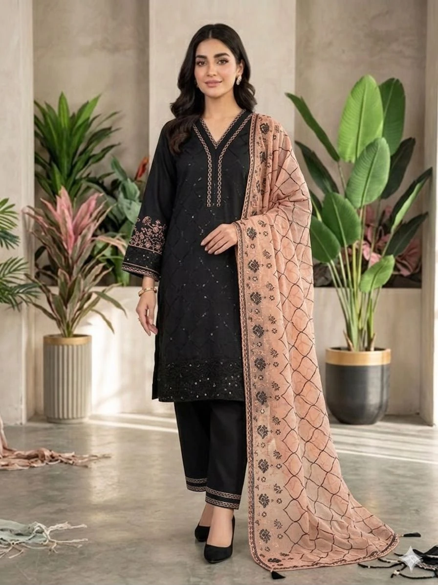 Designer Sequence Embroidered Top Palazzo With Dupatta Collection