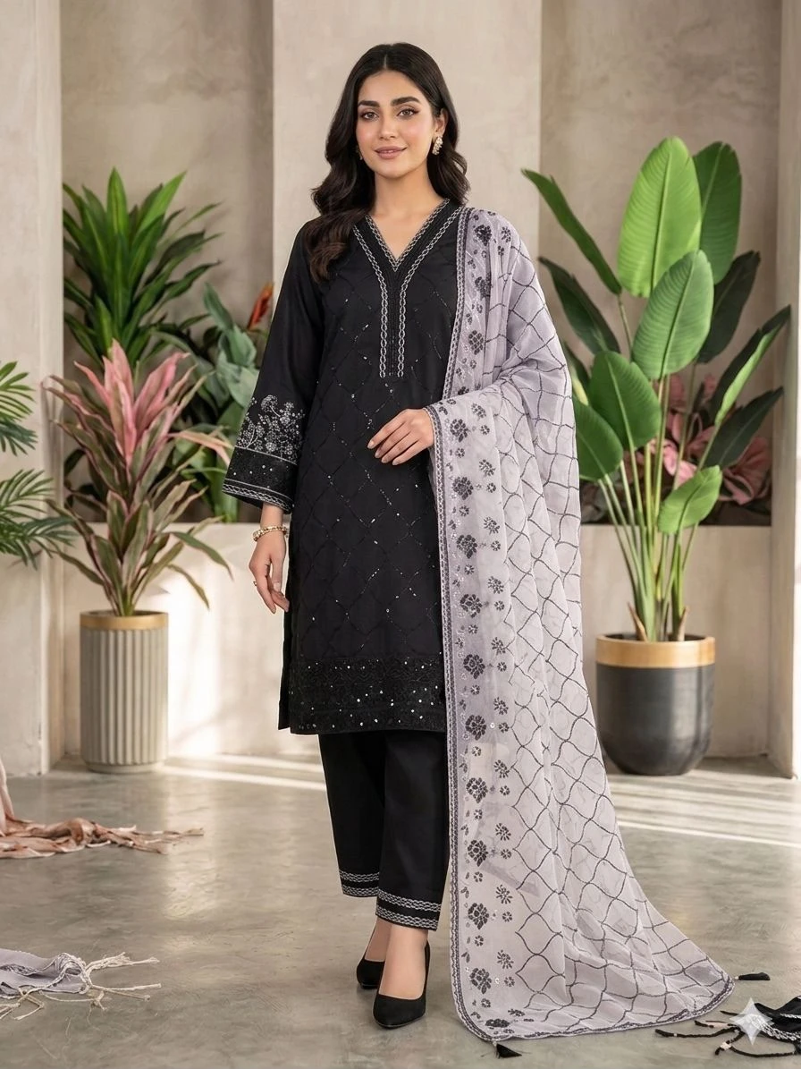 Designer Sequence Embroidered Top Palazzo With Dupatta Collection