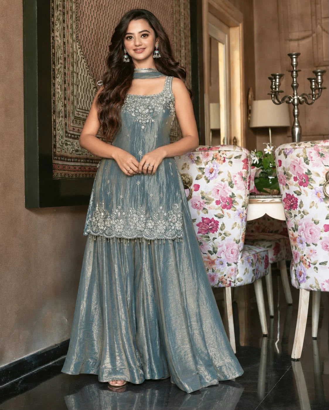 Designer Trending Kurti Palazzo Dupatta Set