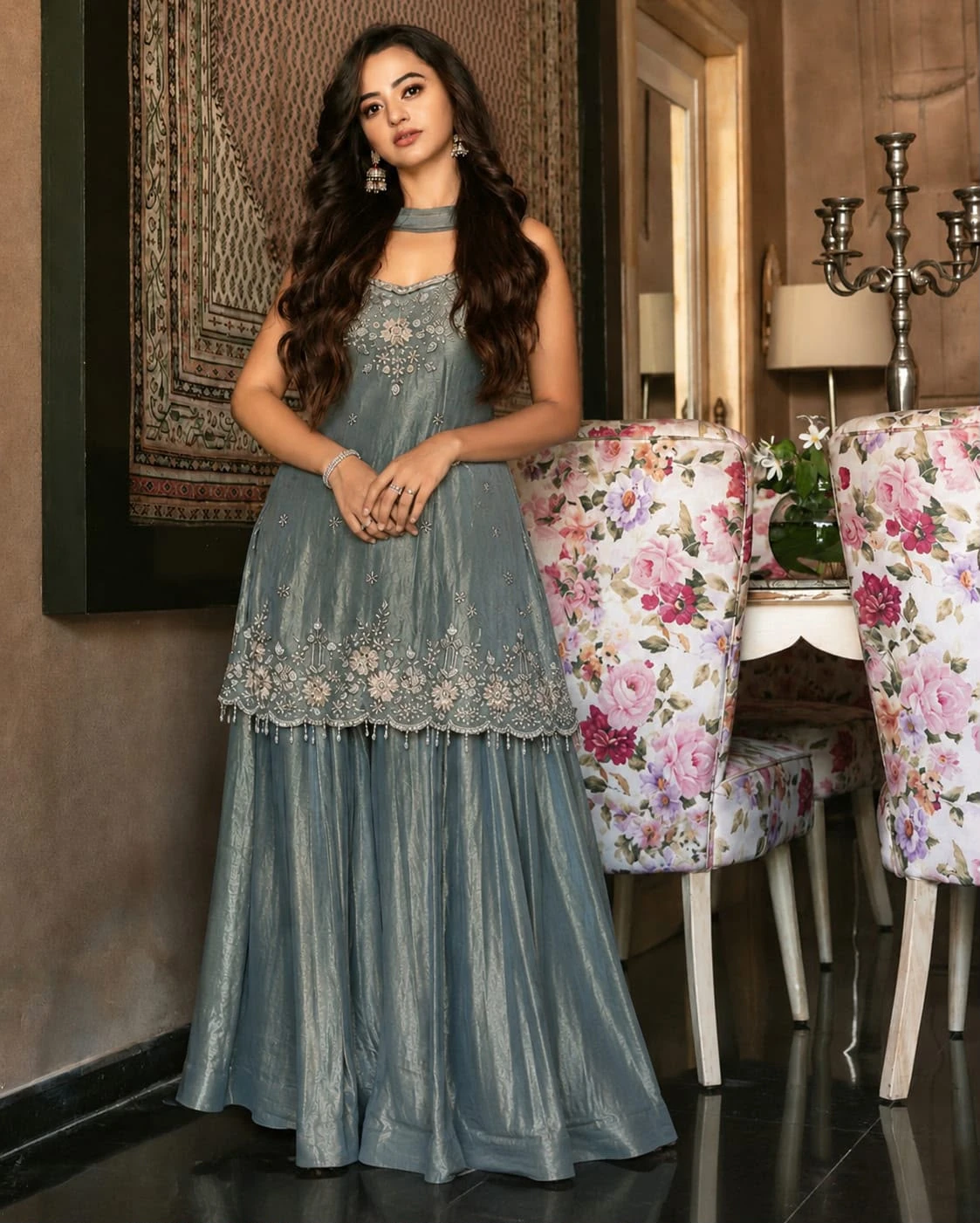 Designer Trending Kurti Palazzo Dupatta Set