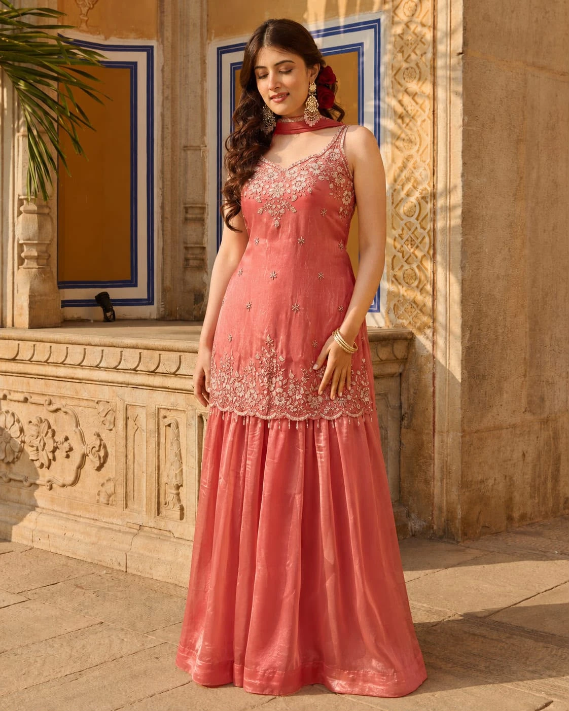 Designer Trending Kurti Palazzo Dupatta Set
