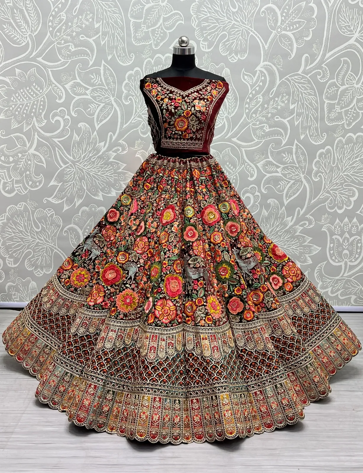 Designer Velvet Lehenga Choli Collection 2476