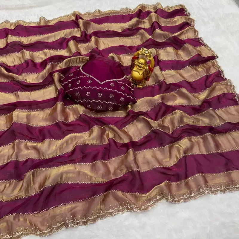 Ds 820 Space Silk Jarkhan Work Premium Saree Collection
