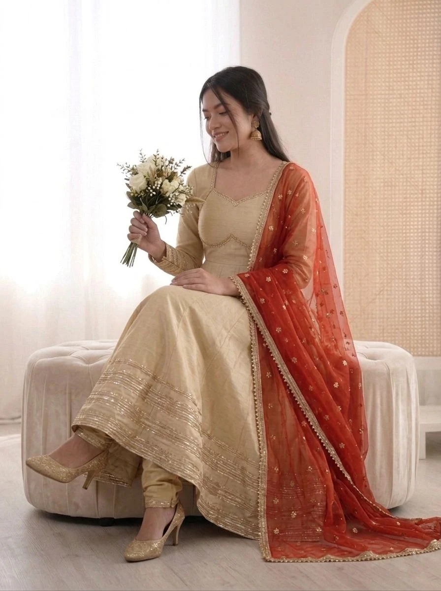 Elegant Heavy Lace Work Designer Anarkali Three Piece Set