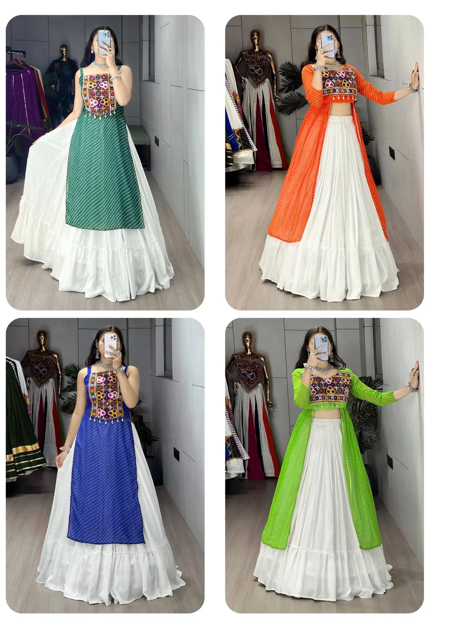 GRTN Leheriya Prints Kurti with Traditional Lehenga Set