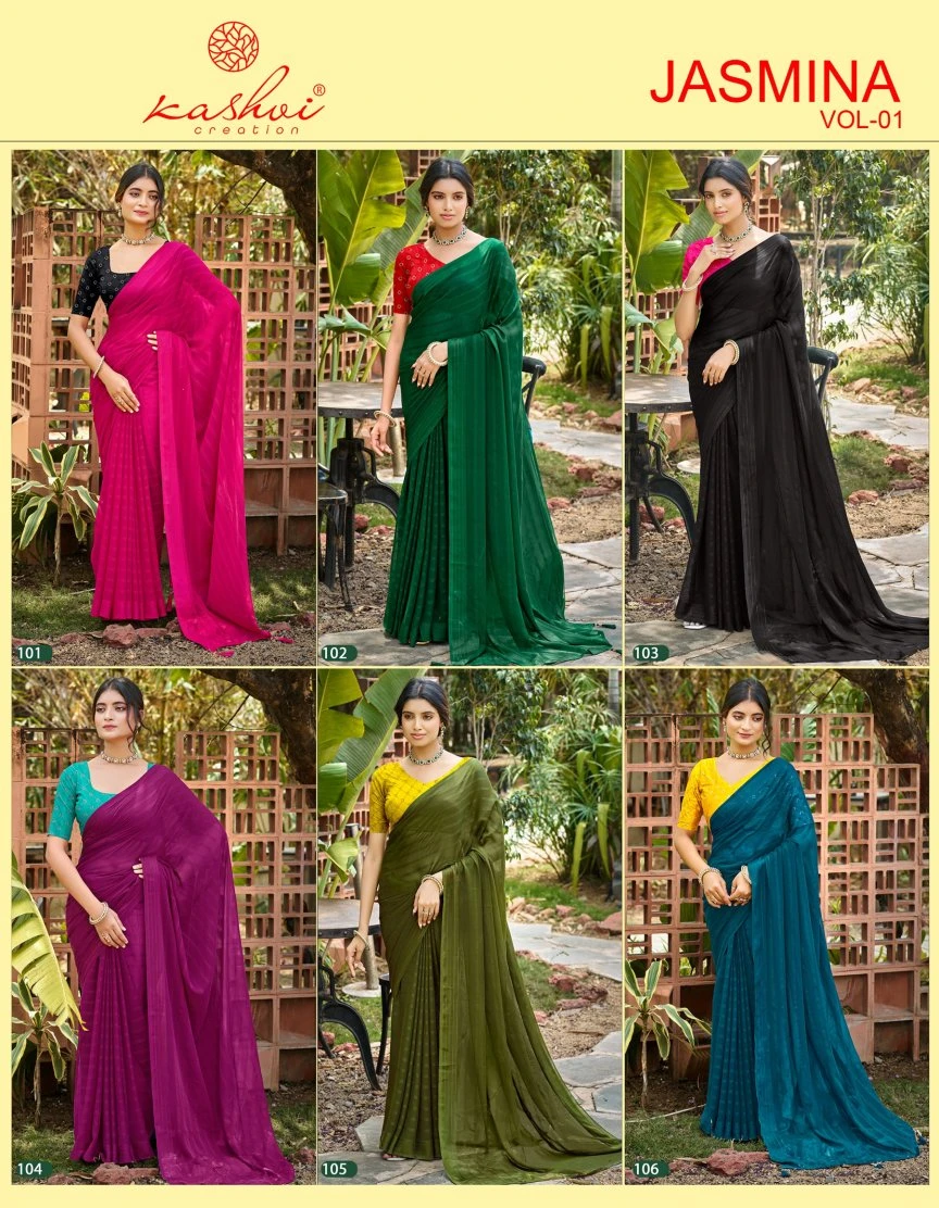Kashvi Jasmine Vol 1 Soft Sparkle Saree Collection