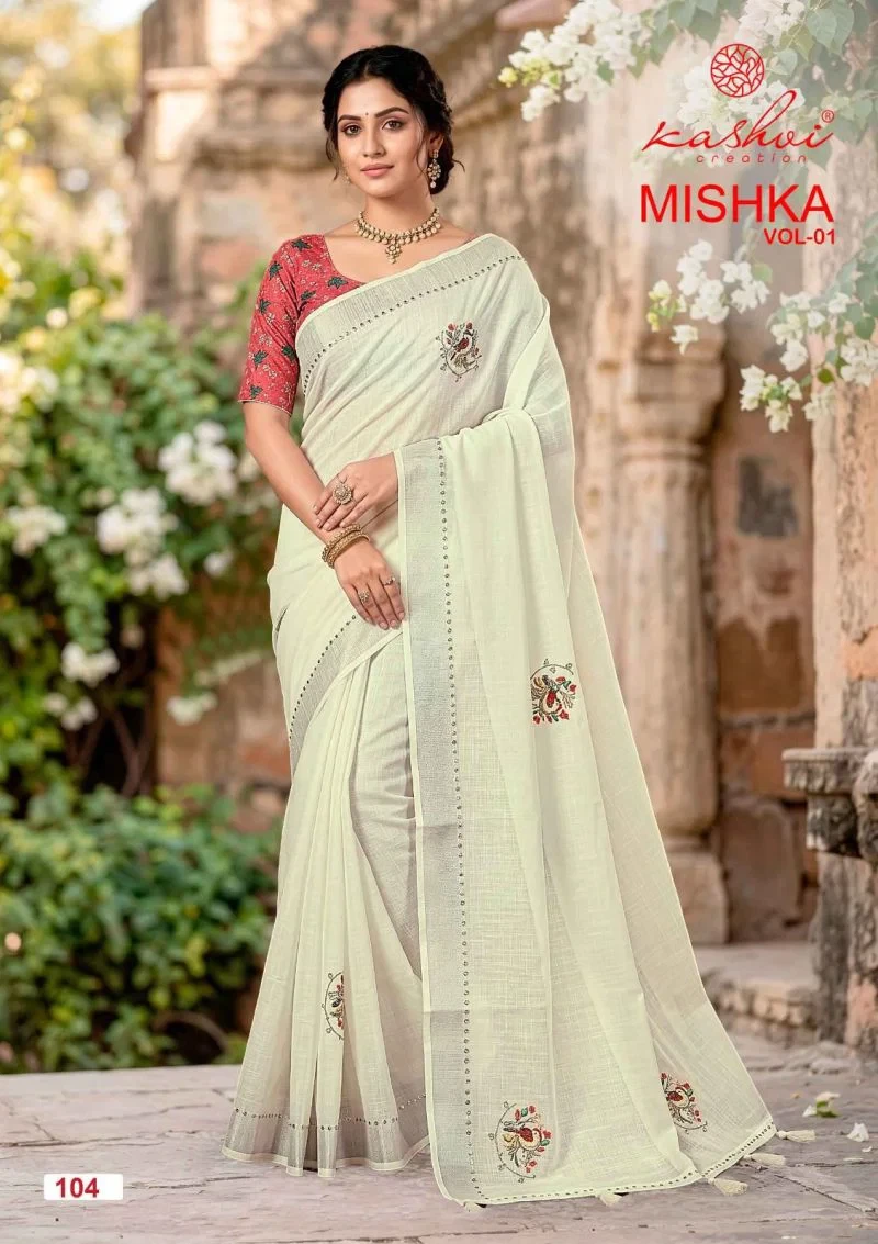 Kashvi Mishka Vol 1 Linen Silk with Diamond Work Saree