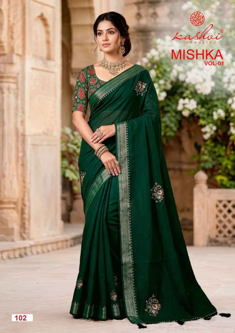 Kashvi Mishka Vol 1 Linen Silk with Diamond Work Saree