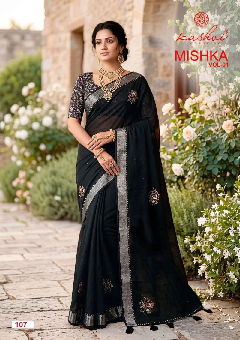 Kashvi Mishka Vol 1 Linen Silk with Diamond Work Saree